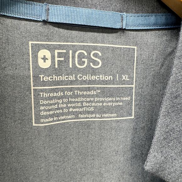 Figs Inala Scrub Top Womens XL Heather Denim Blue Color #3939 V-Neck + Pockets - Picture 2 of 7
